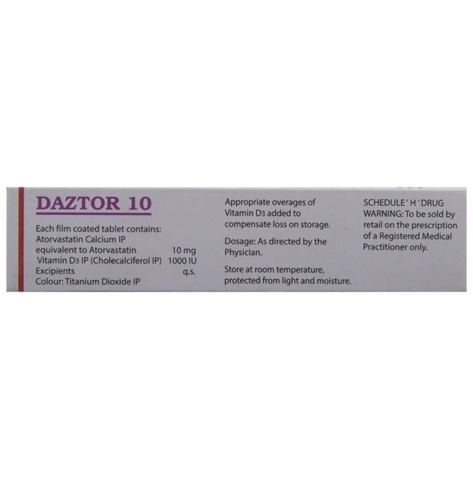 Daztor 10 Tablet    Atorvastatin 10mg + Vitamin D3 1000IU