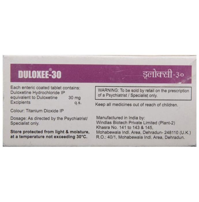 Duloxee 30 Tablet    Duloxetine 30mg