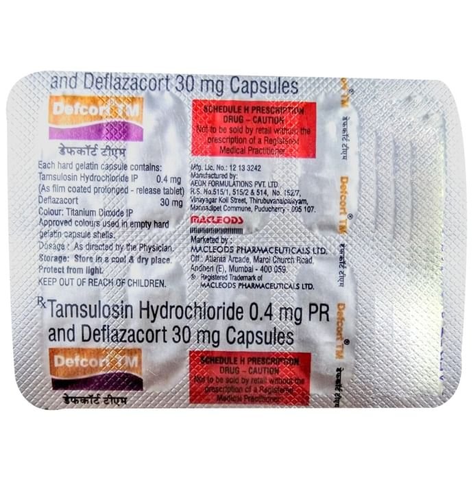 Defcort TM Capsule PR    Tamsulosin 0.4mg + Deflazacort 30mg