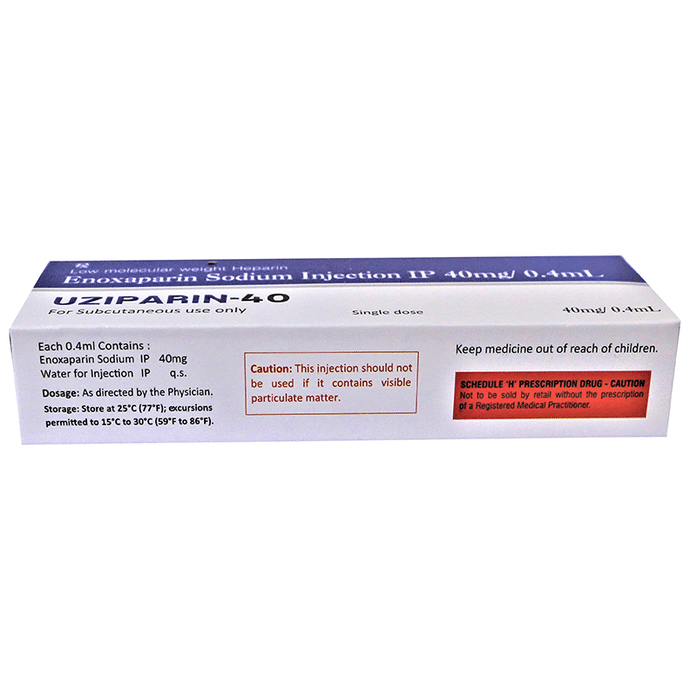 Uziparin 40 Injection    Enoxaparin 40mg