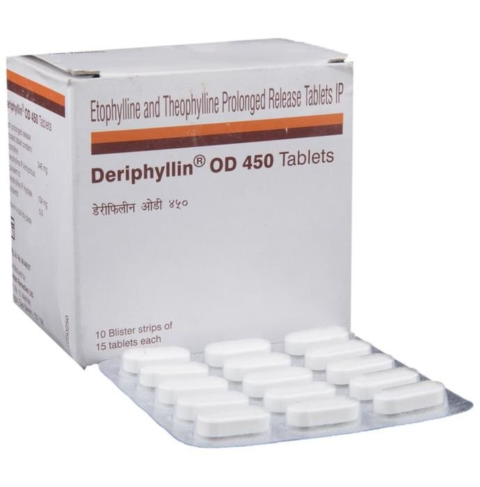 Deriphyllin OD 450 Tablet PR    Etofylline 346mg + Theophylline 104mg