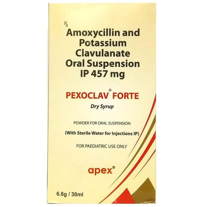 Pexoclav Forte Dry Syrup    Amoxycillin 400mg + Clavulanic Acid 57mg