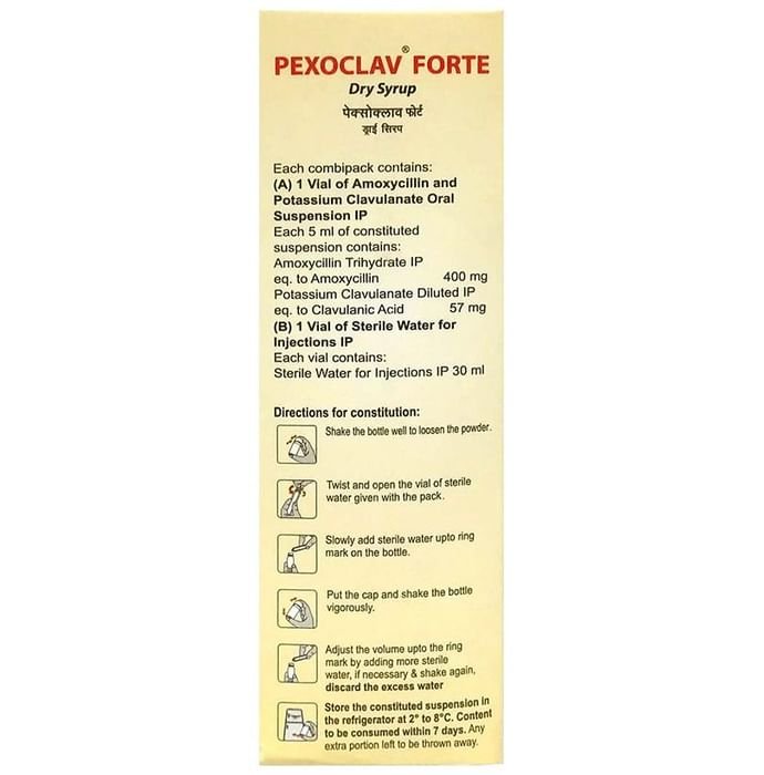 Pexoclav Forte Dry Syrup    Amoxycillin 400mg + Clavulanic Acid 57mg