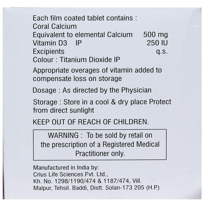 Calcarim-D3 Tablet    Calcium 500mg + Vitamin D3 250IU