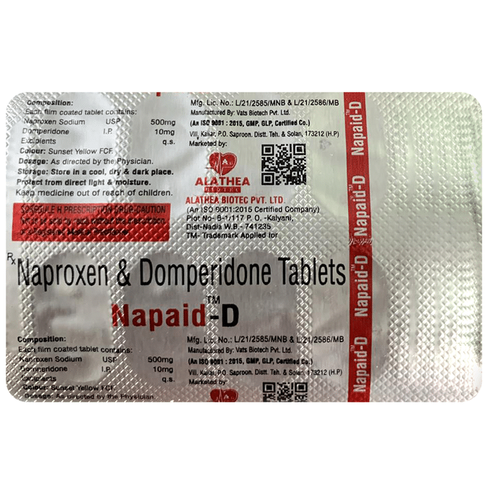 Napaid-D Tablet    Naproxen 500mg + Domperidone 10mg