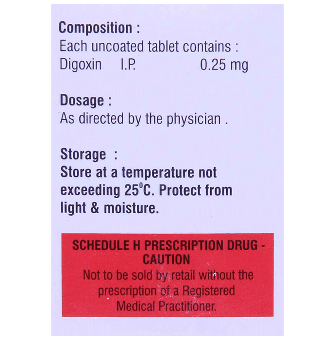 Dixin Tablet    Digoxin 0.25mg