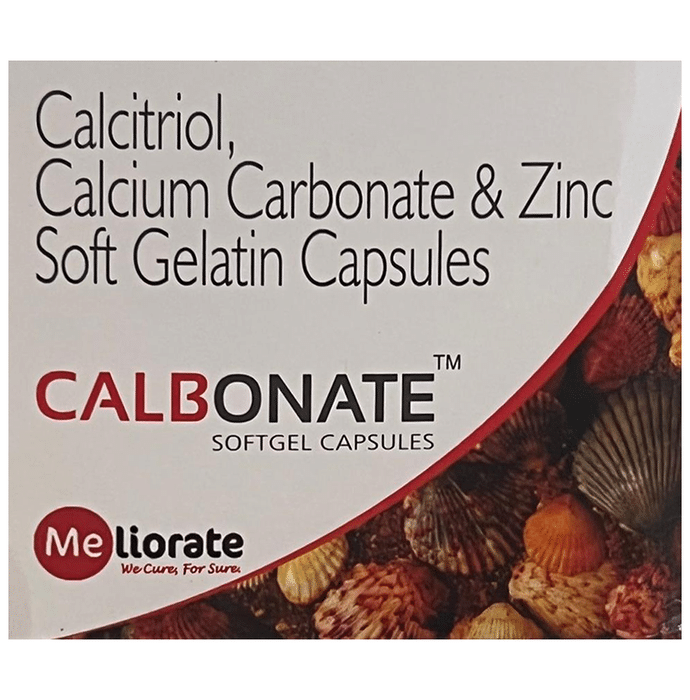 Calbonate Softgel Capsule    Calcitriol 0.25mcg + Calcium Carbonate 500mg + Zinc Sulfate 7.5mg