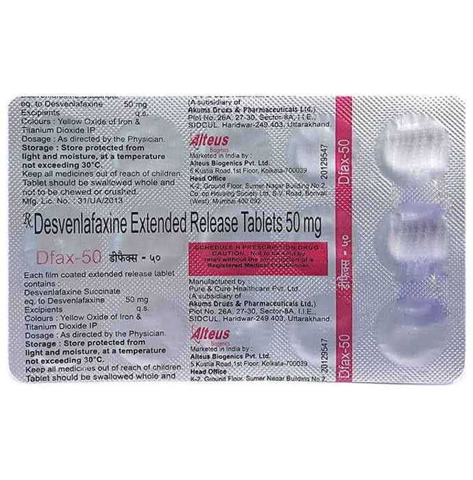 Dfax 50 Tablet ER    Desvenlafaxine 50mg