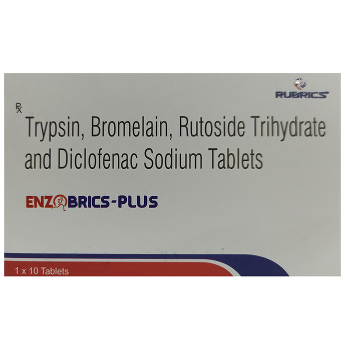 Enzobrics-Plus Tablet    Trypsin 48mg + Bromelain 90mg + Rutoside 100mg + Diclofenac 50mg