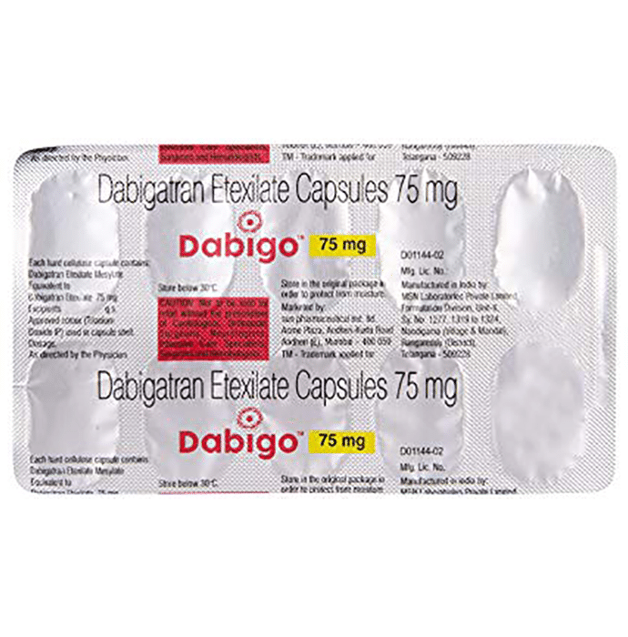 Dabigo 75mg Capsule    Dabigatran Etexilate 75mg