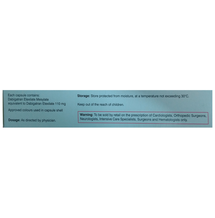 Dabigat 110 Capsule    Dabigatran Etexilate 110mg