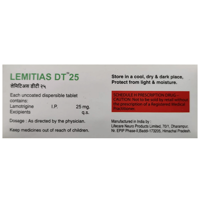 Lemitias DT 25 Tablet    Lamotrigine 25mg