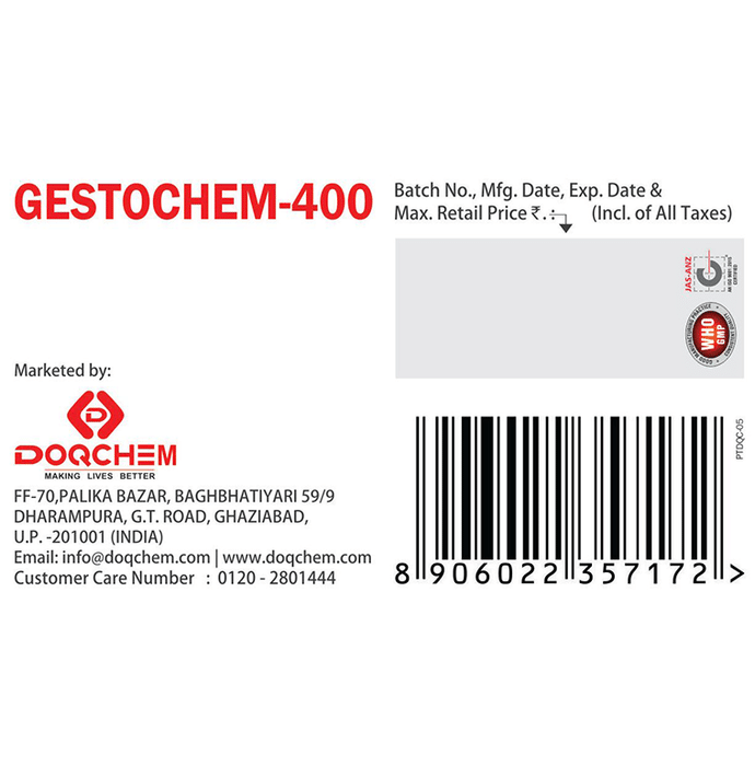 Gestochem 400 Soft Gelatin Capsule    Progesterone Natural Micronized 400mg