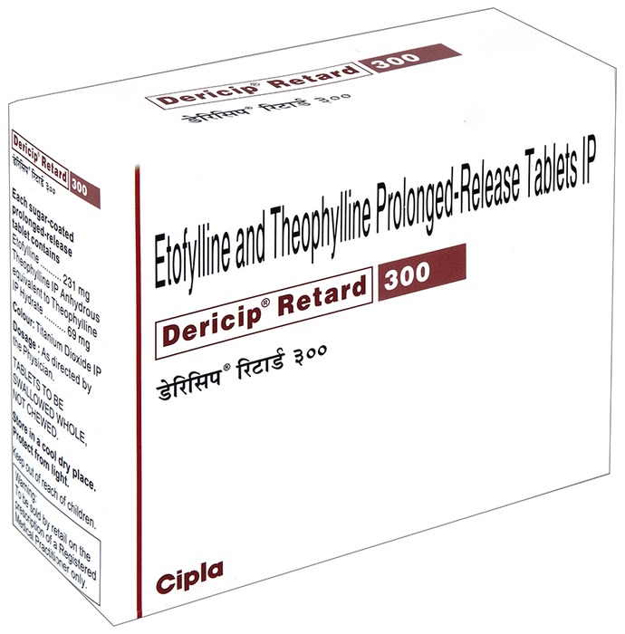 Dericip Retard 300 Tablet PR    Etofylline 231mg + Theophylline 69mg