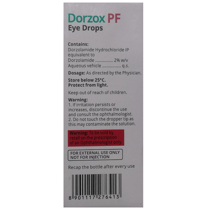 Dorzox PF Eye Drop    Dorzolamide 2% w/v