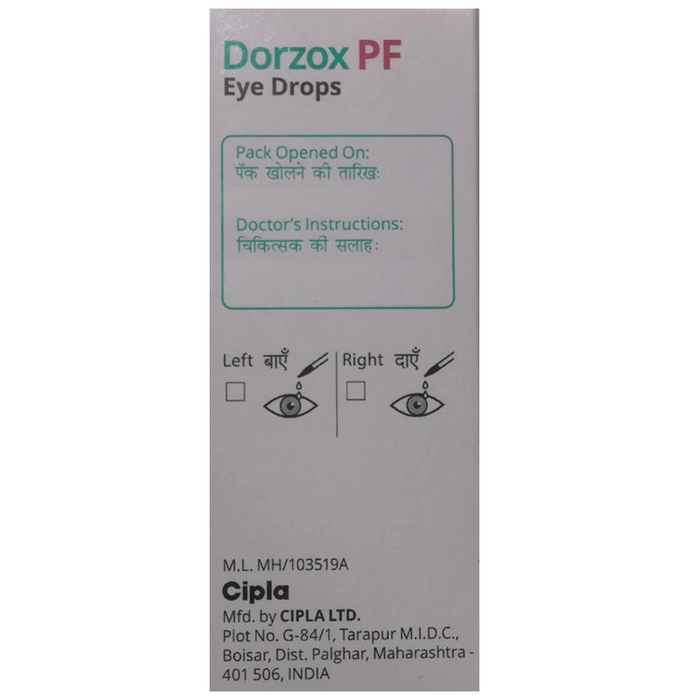 Dorzox PF Eye Drop    Dorzolamide 2% w/v