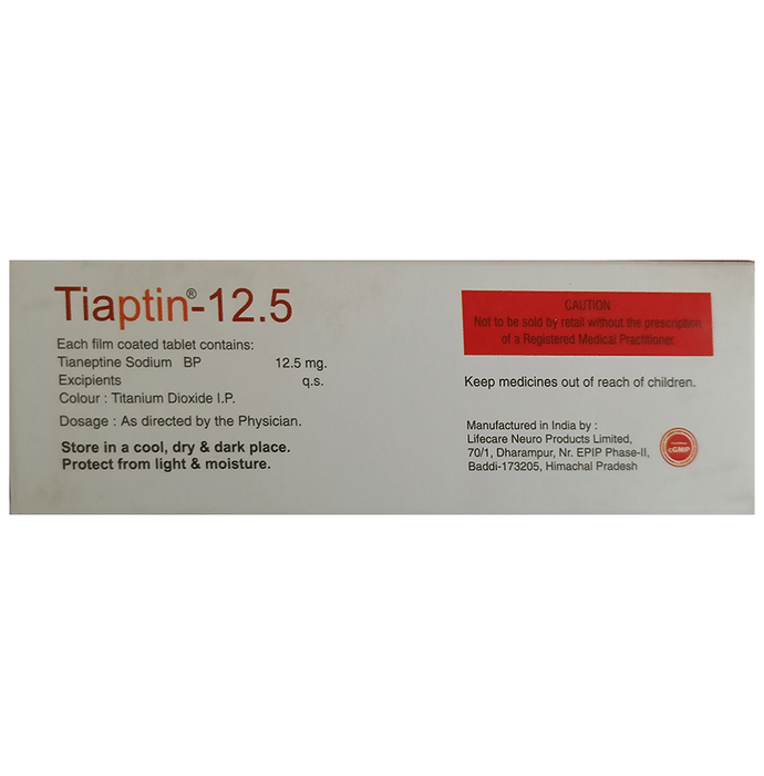 Tiaptin 12.5mg Tablet    Tianeptine 12.5mg