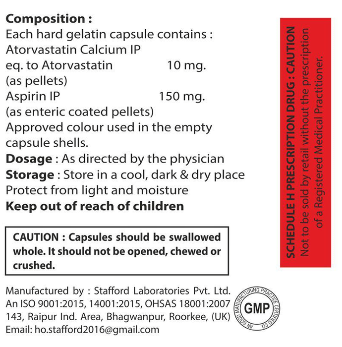 Atromend-AS 150 Capsule    Atorvastatin 10mg + Aspirin 150mg