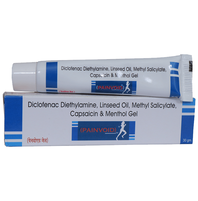 Painvoid Gel    Diclofenac 1% w/w + Capsaicin Based Rubefacients 0.025% w/w + Methyl Salicylate 10% 