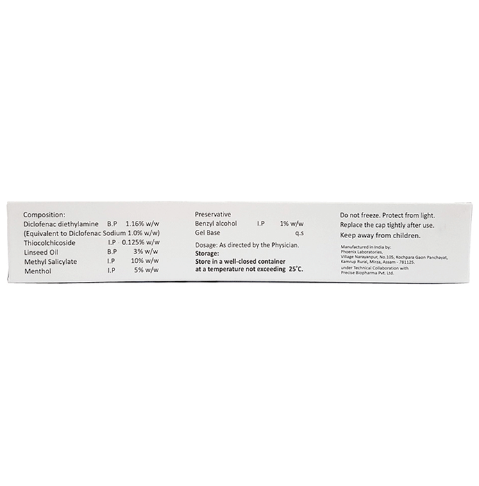 Duosure Gel    Diclofenac 1.16% w/w + Linseed Oil 3% w/w + Menthol 5% w/w + Methyl Salicylate 10% w/