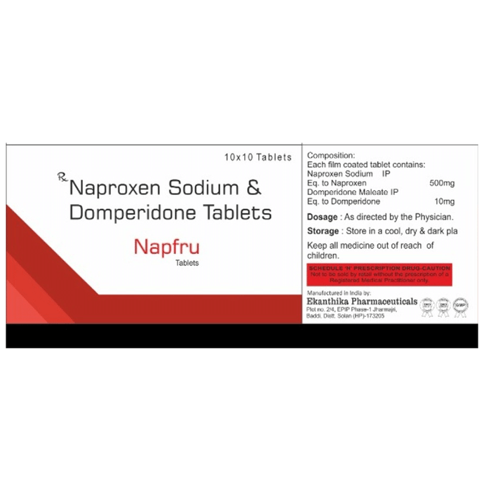 Napfru 500mg/10mg Tablet    Naproxen 500mg + Domperidone 10mg