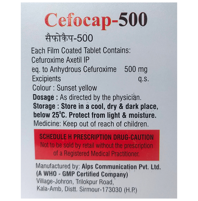 Cefocap 500 Tablet    Cefuroxime 500mg