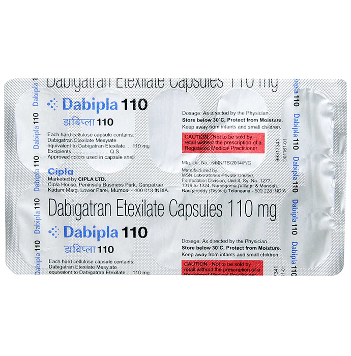 Dabipla 110mg Capsule    Dabigatran Etexilate 110mg