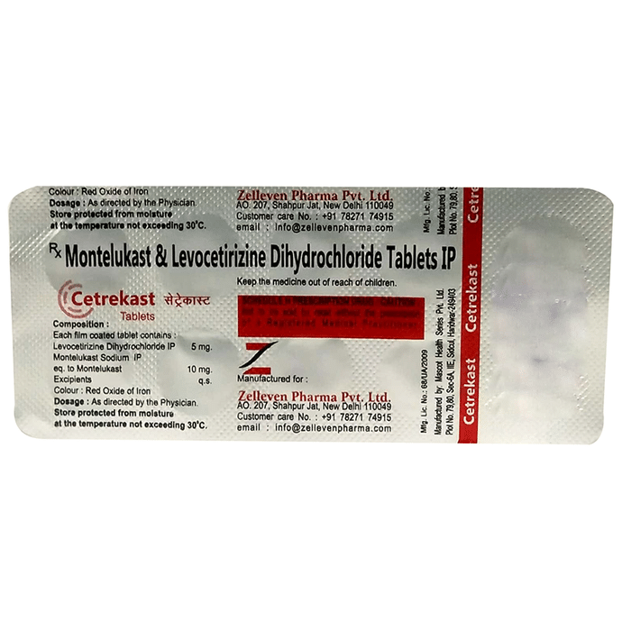 Cetrekast Tablet    Levocetirizine 5mg + Montelukast 10mg