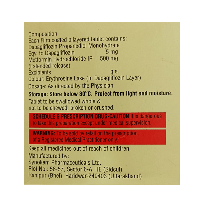 Dapaturn M 5 Tablet ER    Dapagliflozin 5mg + Metformin 500mg