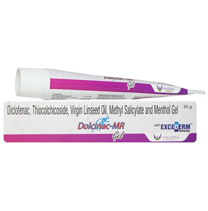 Dolcinac MR Gel    Diclofenac 1% w/w + Linseed Oil 3% w/w + Menthol 5% w/w + Methyl Salicylate 10% w