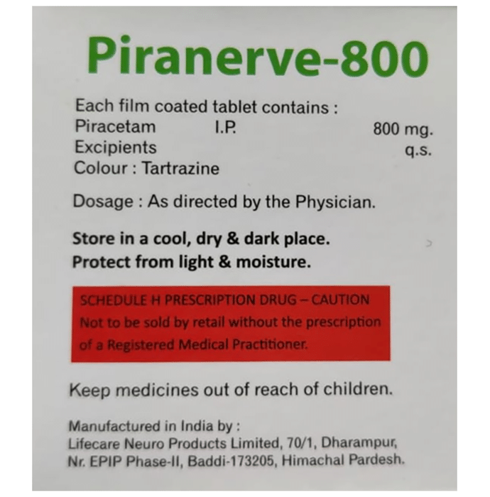 Piranerve 800 Tablet    Piracetam 800mg