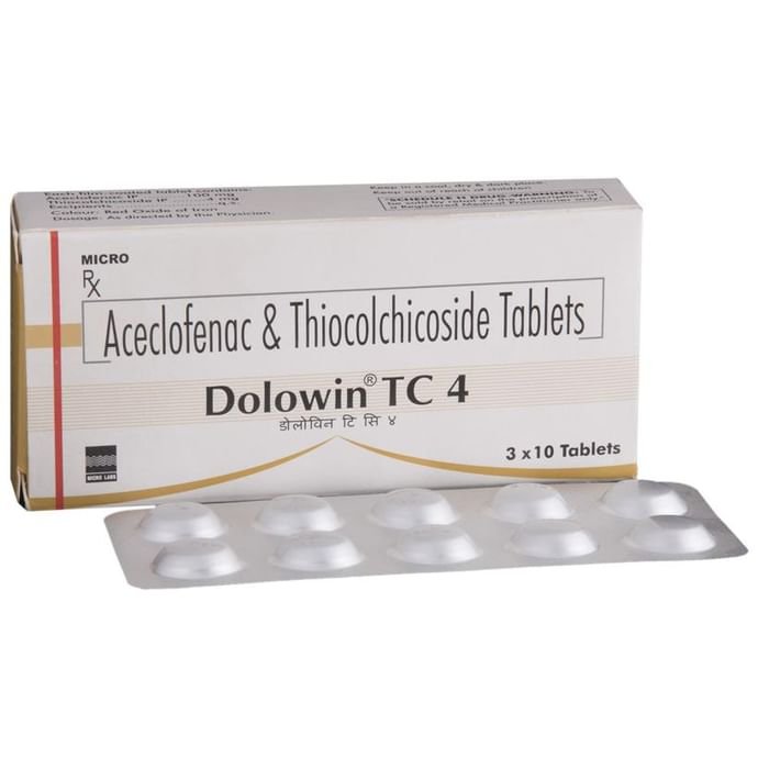 Dolowin TC 4 Tablet    Aceclofenac 100mg + Thiocolchicoside 4mg