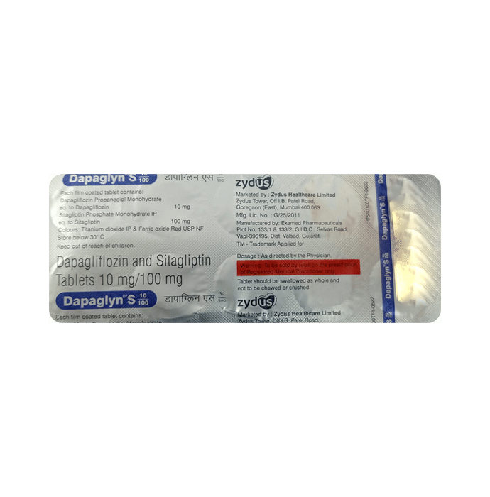 Dapaglyn S 10/100 Tablet    Dapagliflozin 10mg + Sitagliptin 100mg