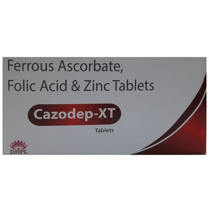 Cazodep-XT Tablet    Ferrous Ascorbate 100mg + Folic Acid 1.5mg + Zinc 22.5mg