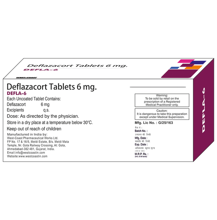 Defla 6 Tablet    Deflazacort 6mg