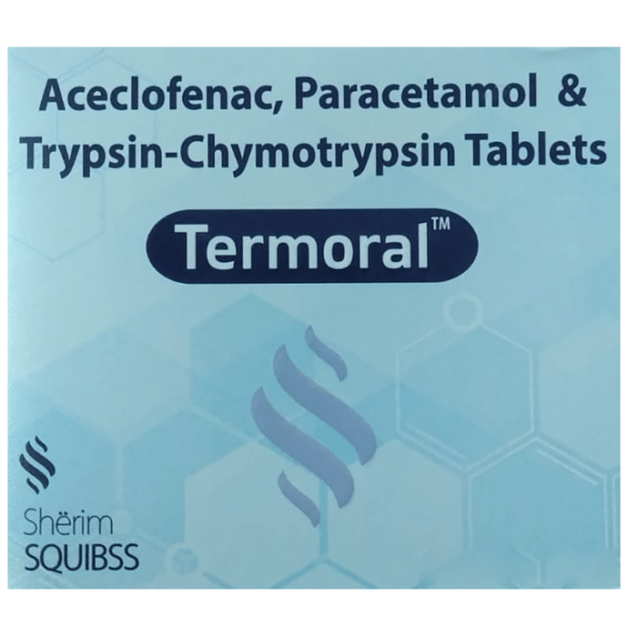 Termoral Tablet    Aceclofenac 100mg + Paracetamol 325mg + Trypsin Chymotrypsin 15000AU