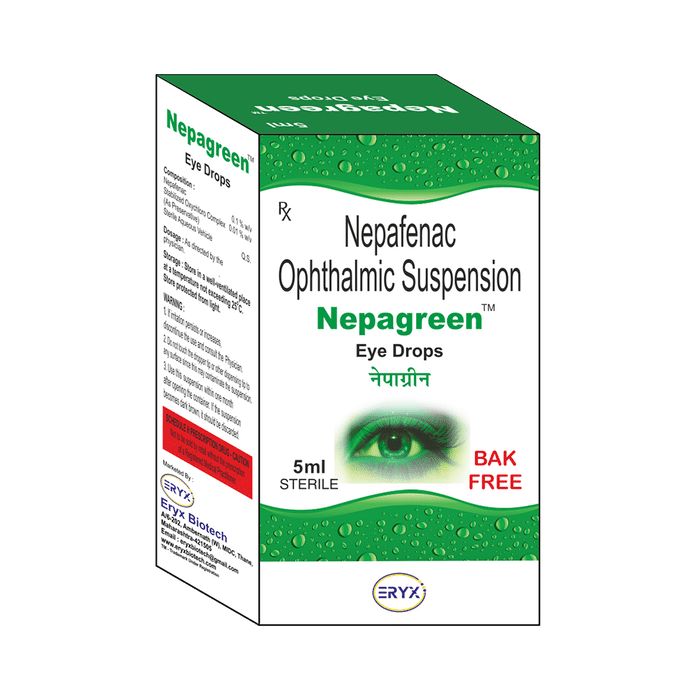 Nepagreen Eye Drop BAK Free    Nepafenac 0.1% w/v