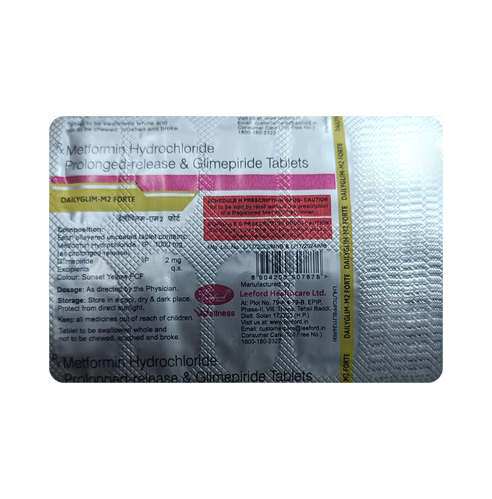 Dailyglim-M 2 Forte Tablet PR    Glimepiride 2mg + Metformin 1000mg