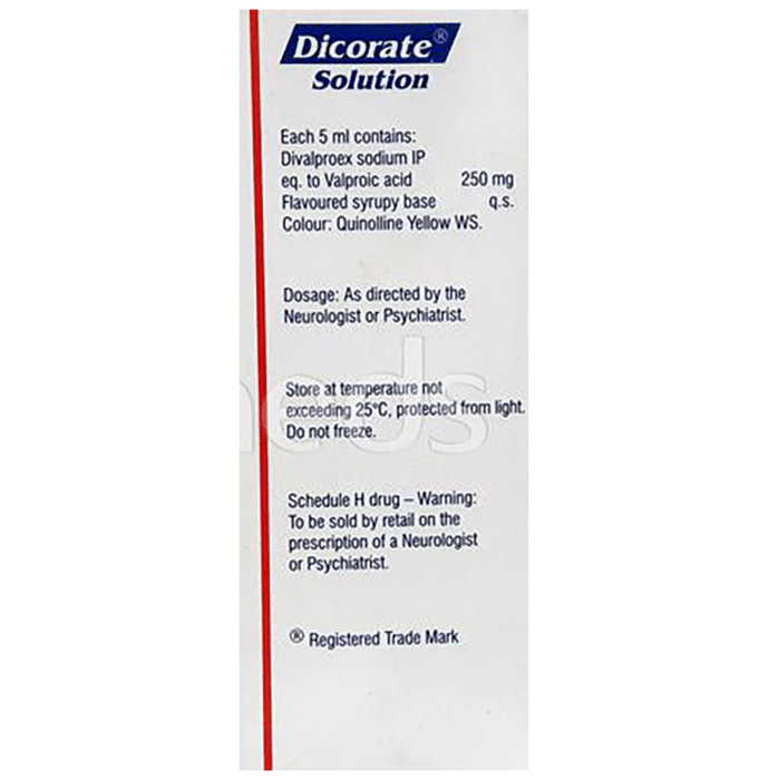 Dicorate Solution    Divalproex 250mg/5ml