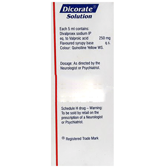 Dicorate Solution    Divalproex 250mg/5ml