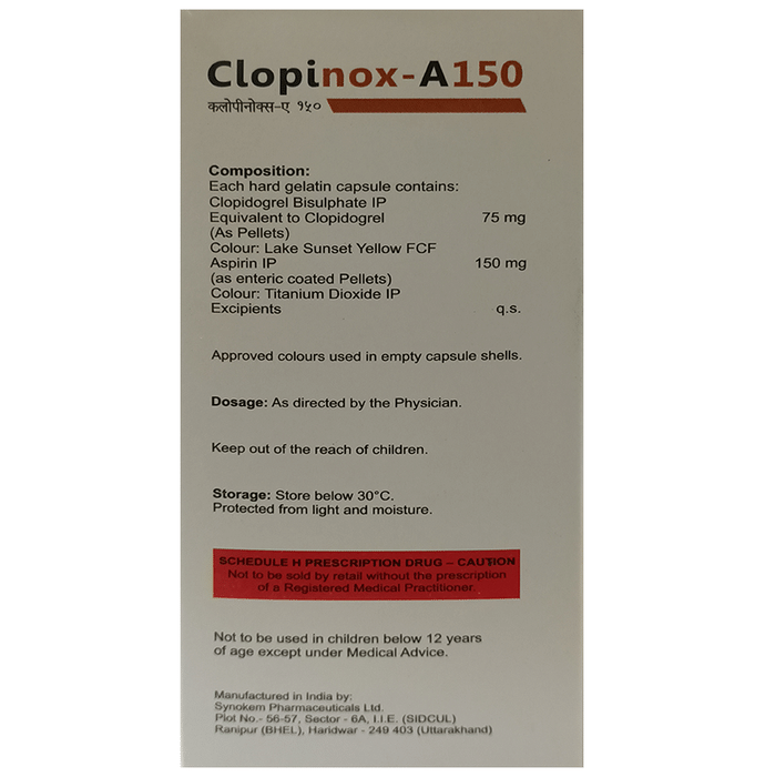 Clopinox-A Capsule    Aspirin 150mg + Clopidogrel 75mg