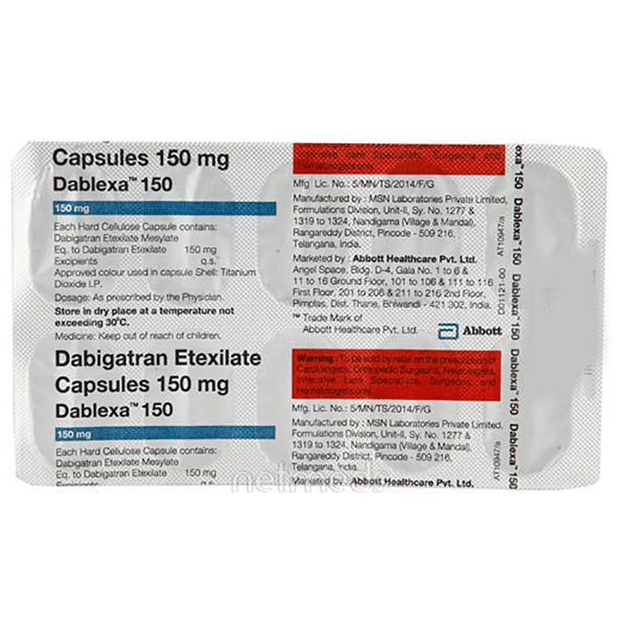 Dablexa 150 Capsule    Dabigatran Etexilate 150mg