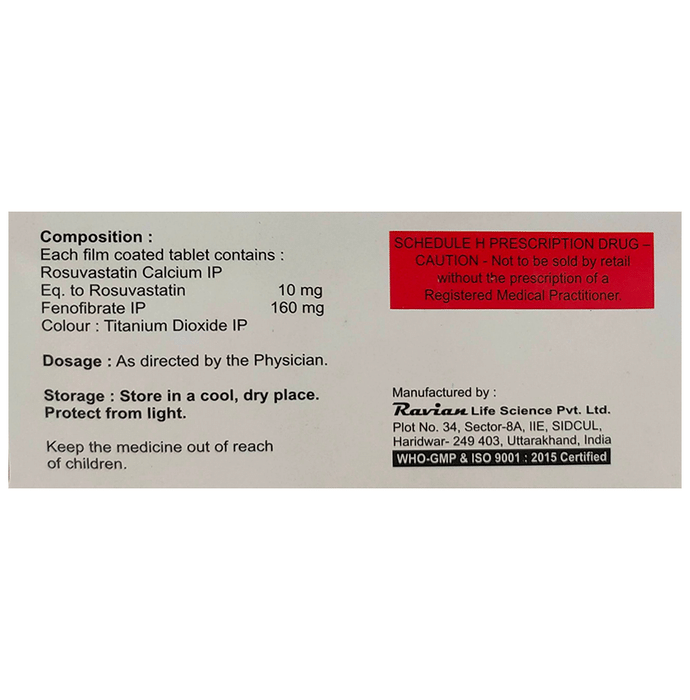 Rozcap-F Tablet    Fenofibrate 160mg + Rosuvastatin 10mg