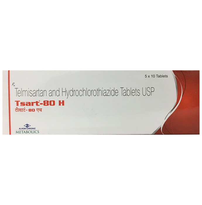 Tsart 80 H Tablet    Telmisartan 80mg + Hydrochlorothiazide 12.5mg