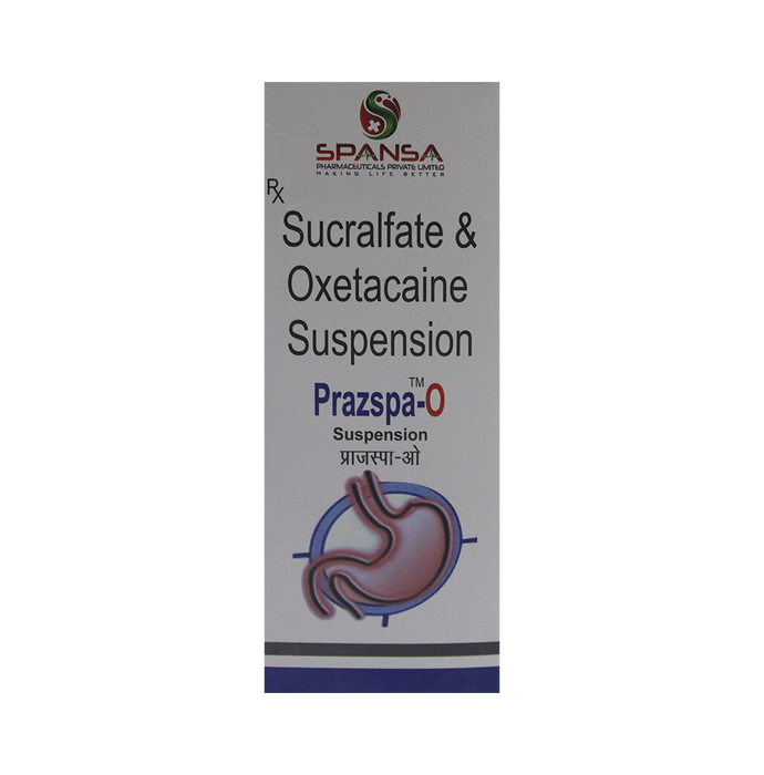 Prazspa-O Oral Suspension    Sucralfate 1000mg + Oxetacaine 20mg