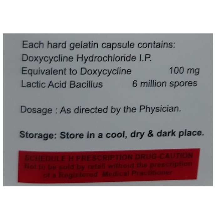 Doxycon-LB Capsule    Doxycycline 100mg + Lactobacillus 6Million spores