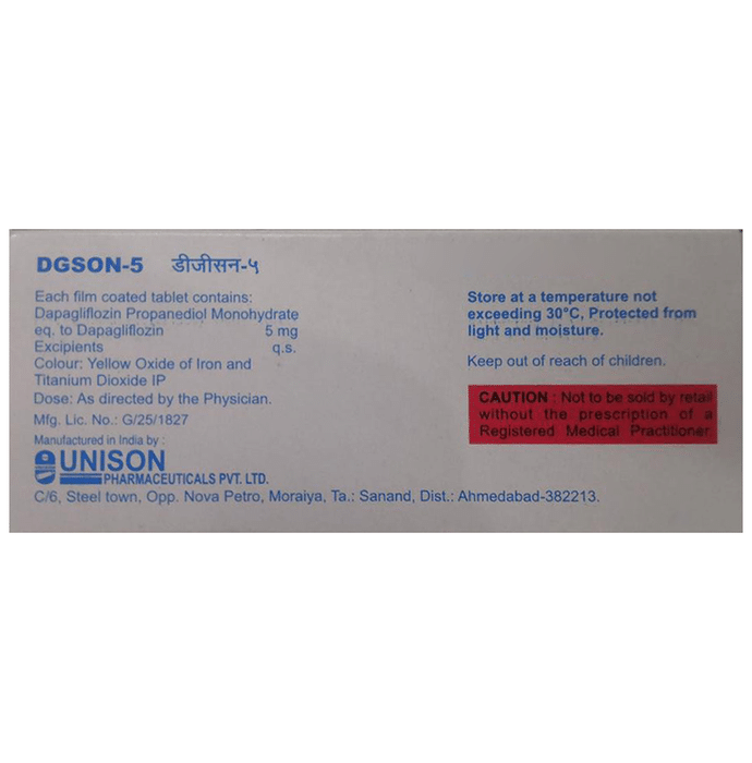 Dgson 5 Tablet    Dapagliflozin 5mg