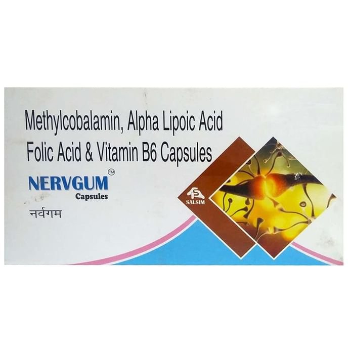 Nervgum Capsule    Methylcobalamin 1500mcg + Alpha Lipoic Acid 100mg + Vitamin B6 Pyridoxine 3mg + F