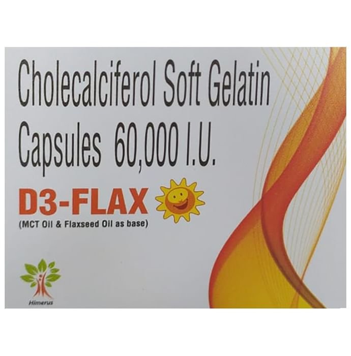 D3 Flax 60K Capsule    Vitamin D3 60000IU + Linseed Oil 300mg