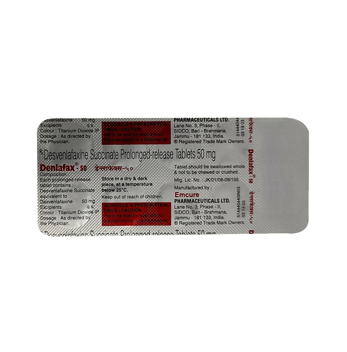 Denlafax 50 Tablet PR    Desvenlafaxine 50mg